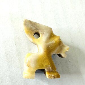 Vintage Natural Stone Onyx Carved Donkey Figurine Pendant Long Ears 1 1/4” Tall